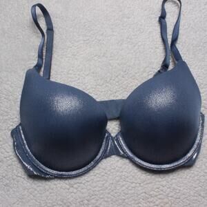 Victoria’s Secret Perfect Shape T-Shirt Bra 32C Blue Shimmer Underwire